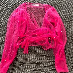 Organza Tie Front Top